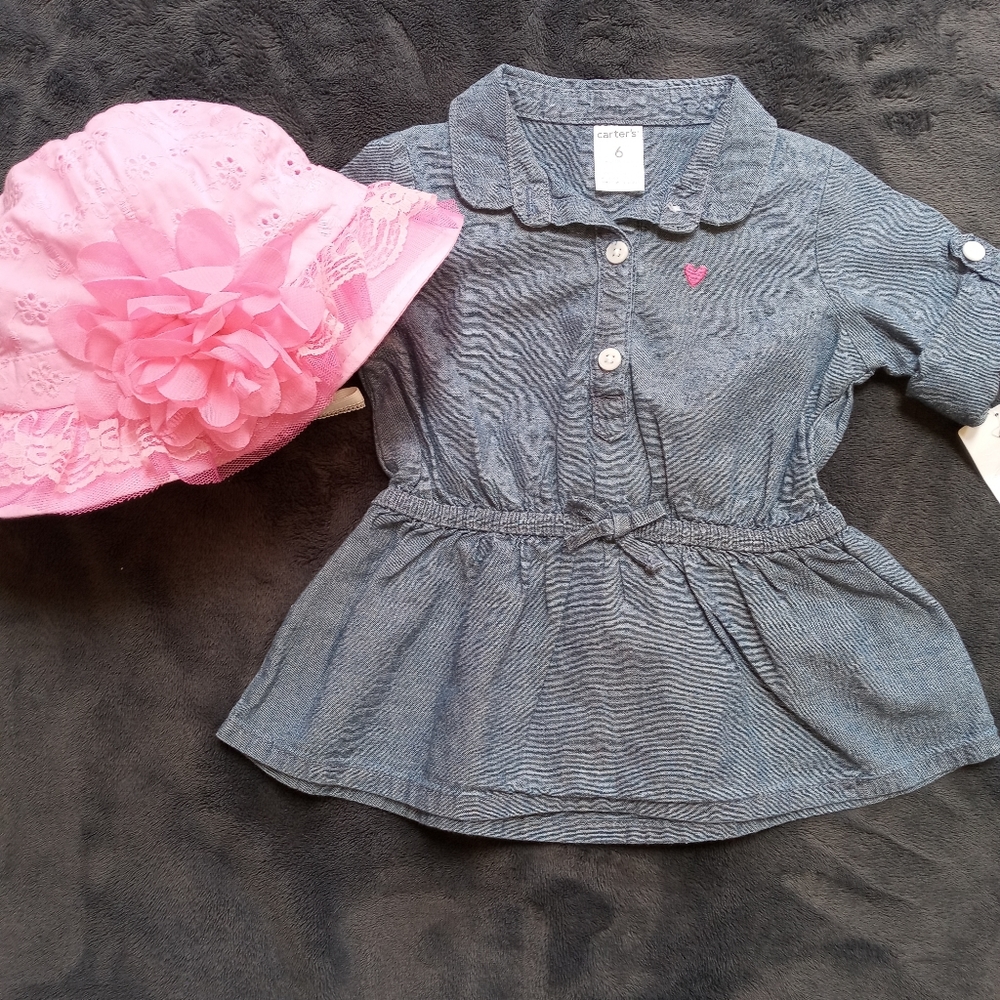Baby Girls Flower Sunhat and Shirt 6mo